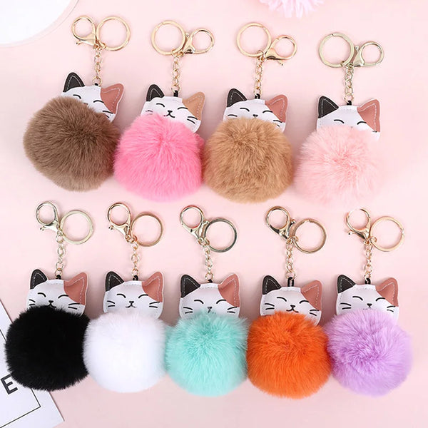 Lucky Cat Faux Plush Keychain