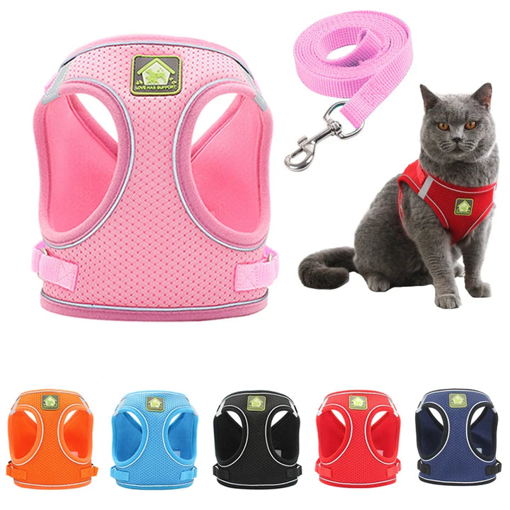 Reflective Cat Harness Vest With Walking Lead Leash - PetFurBuddy