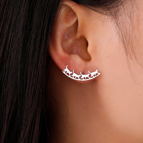 Walking Cat Earrings - Petfurbuddy