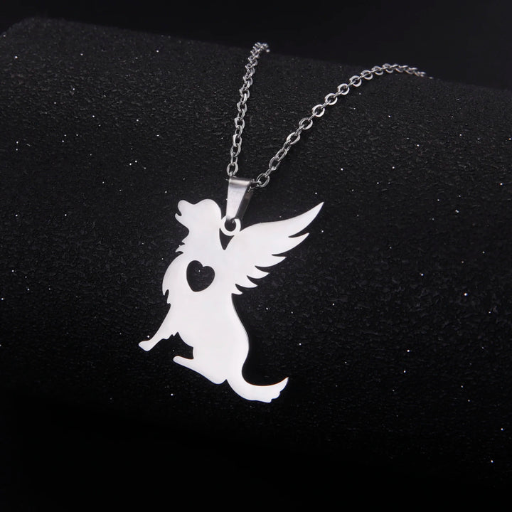 Wing Angel Dog Cat Necklace with Heart - Petfurbuddy